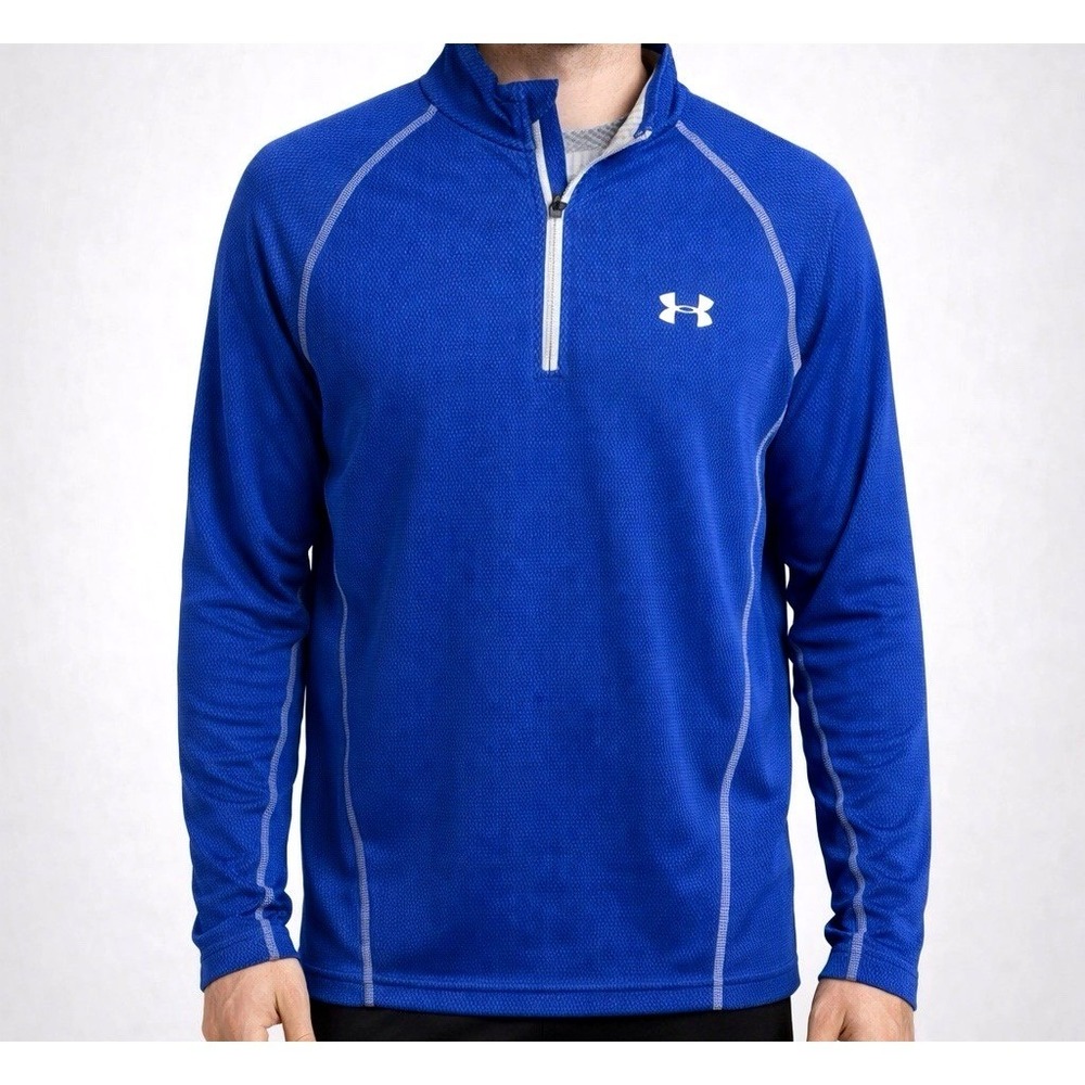 Under Armour ColdGear Mens Small Blue Fitted 1/4 Zip Long Sleeve Training Top
